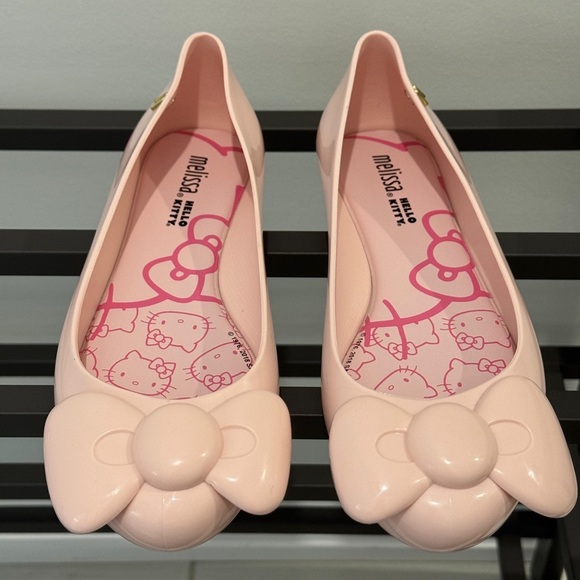 NEW Melissa Mel Space Love + Hello Kitty Flats Size 5 Pink - Picture 2 of 5
